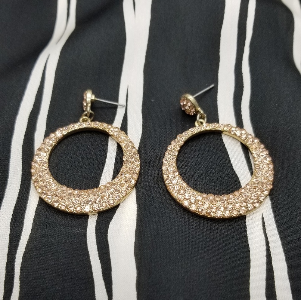 Rose gold rhinestone hoop earrings